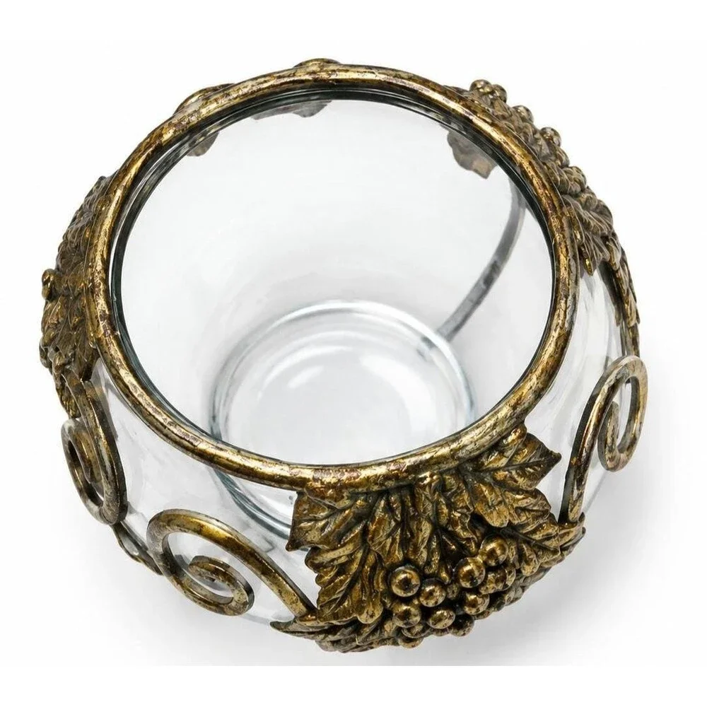 Ornate Gold Grapevine Glass Jar with Lid – Made in Philippines
